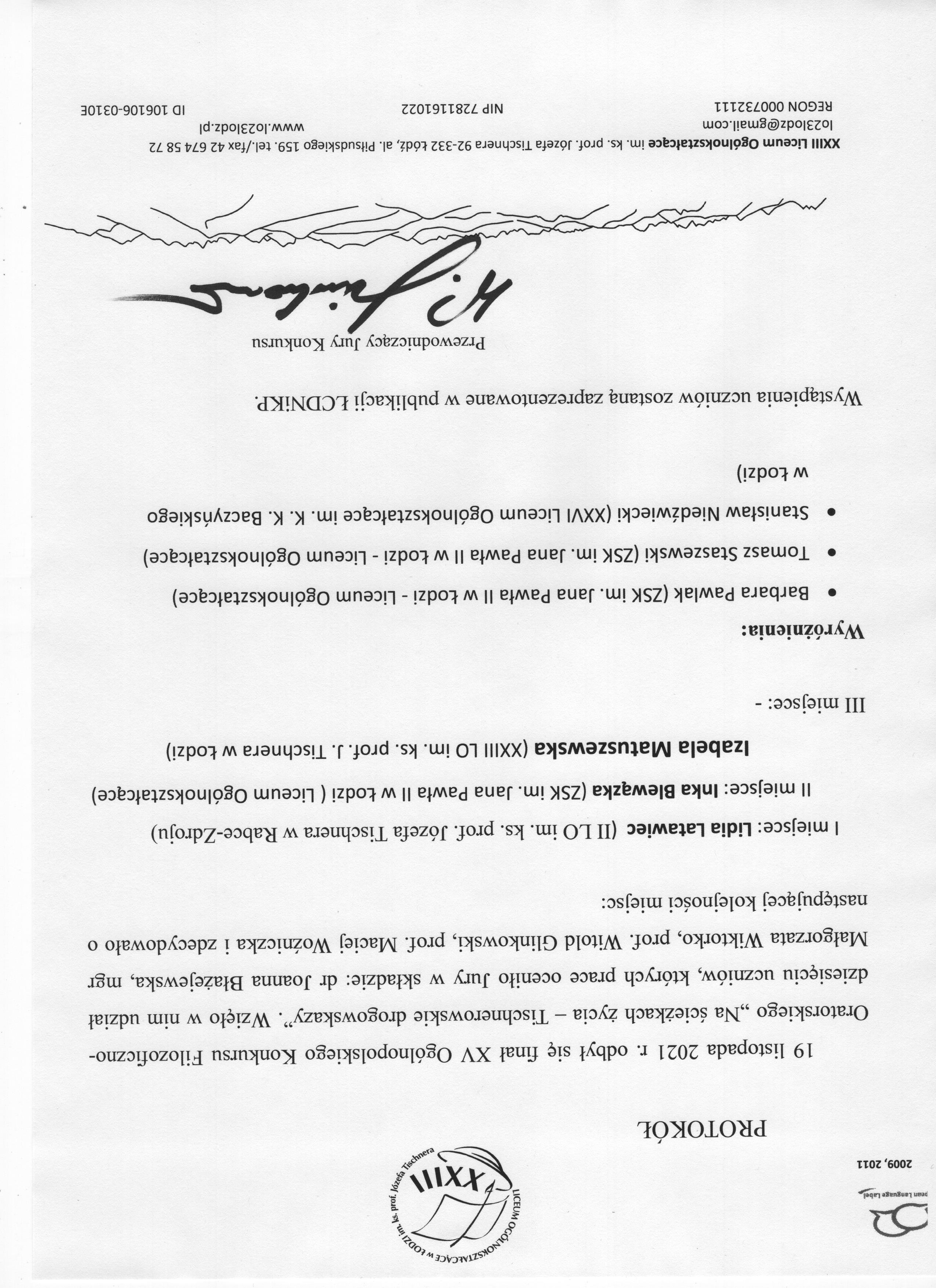 protokół obrad Jury