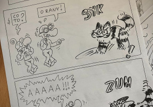 Komiks wykonany przez uczennicę na warsztatach