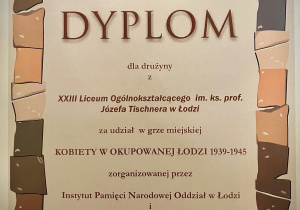 Dyplom za udział w grze miejskiej